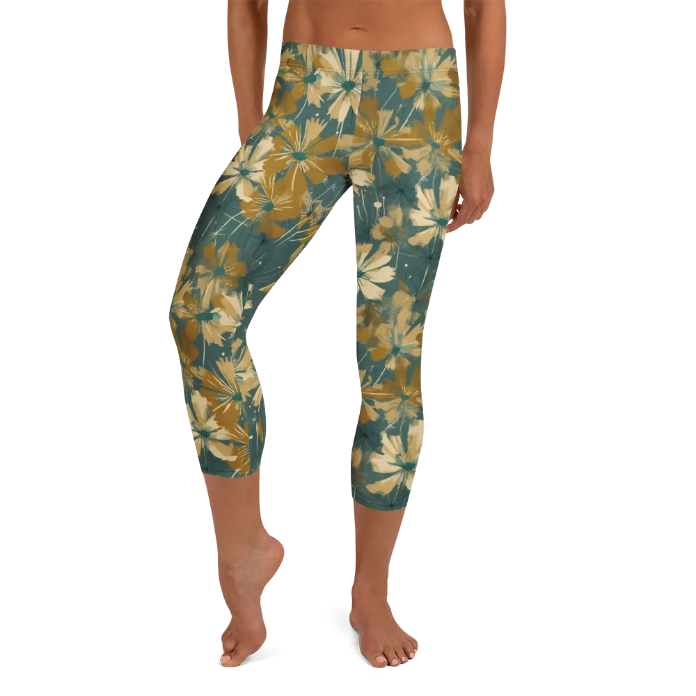 Gilded Bloom on Capri Leggings — Front