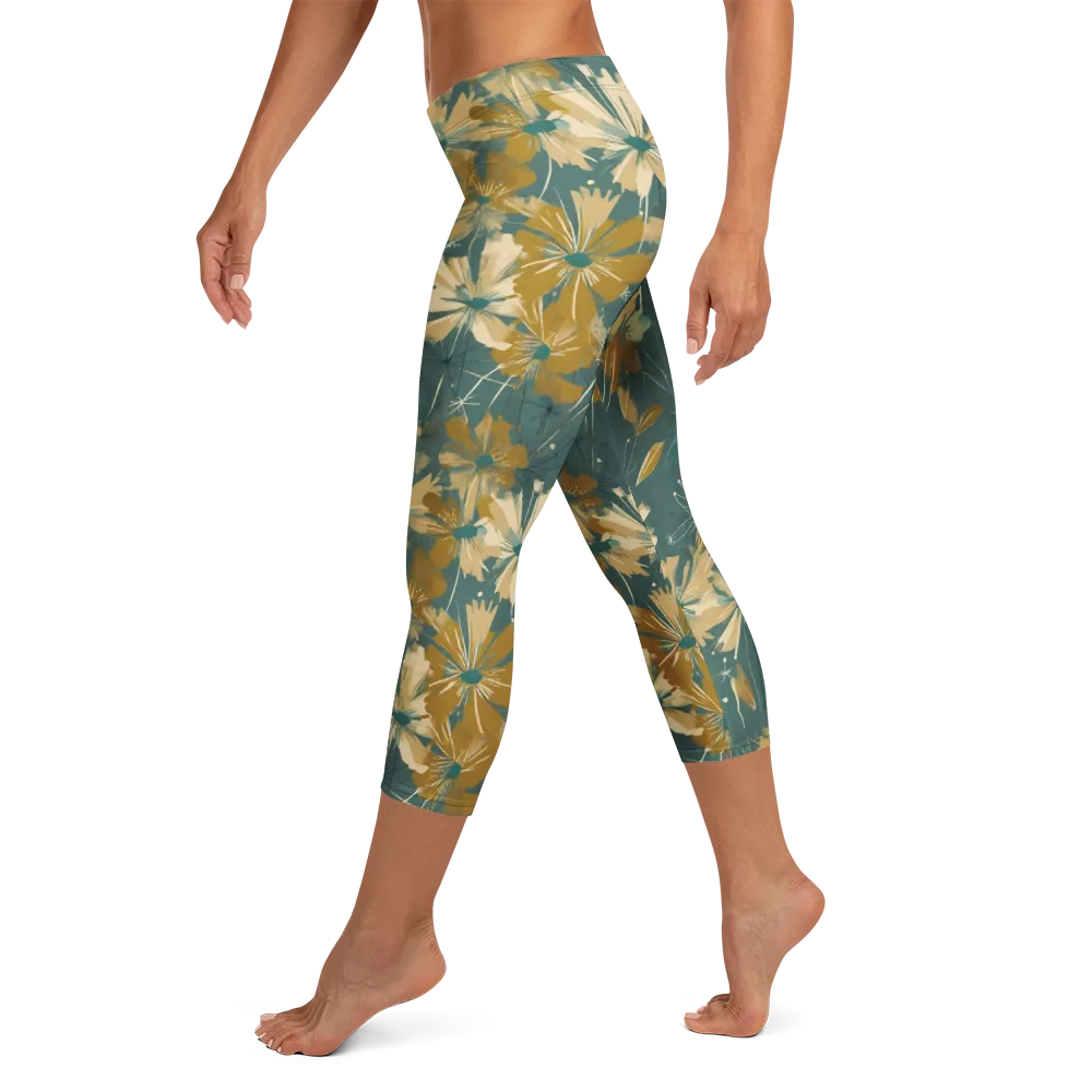 Gilded Bloom on Capri Leggings — Left