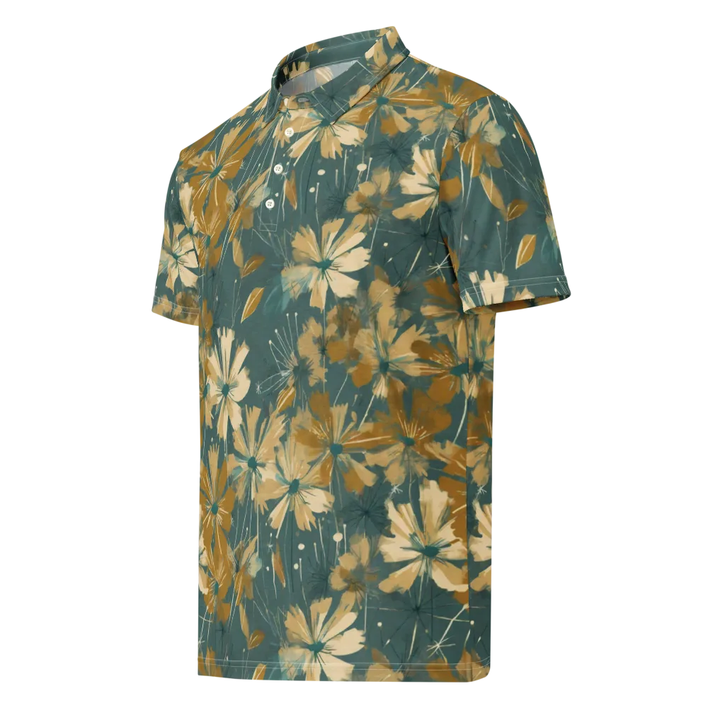 Gilded Bloom on Men's Slim Fit Polo Shirt — Left Front