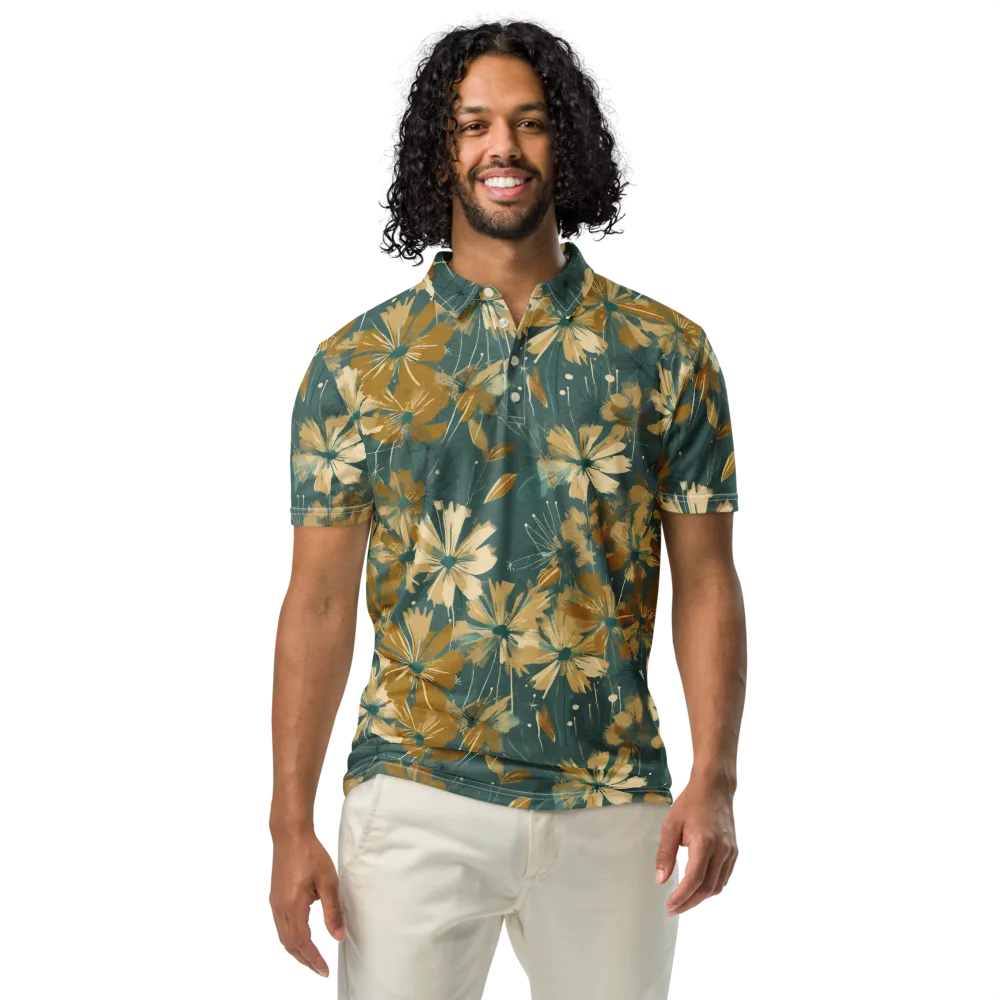 Gilded Bloom on Men's Slim Fit Polo Shirt — Front