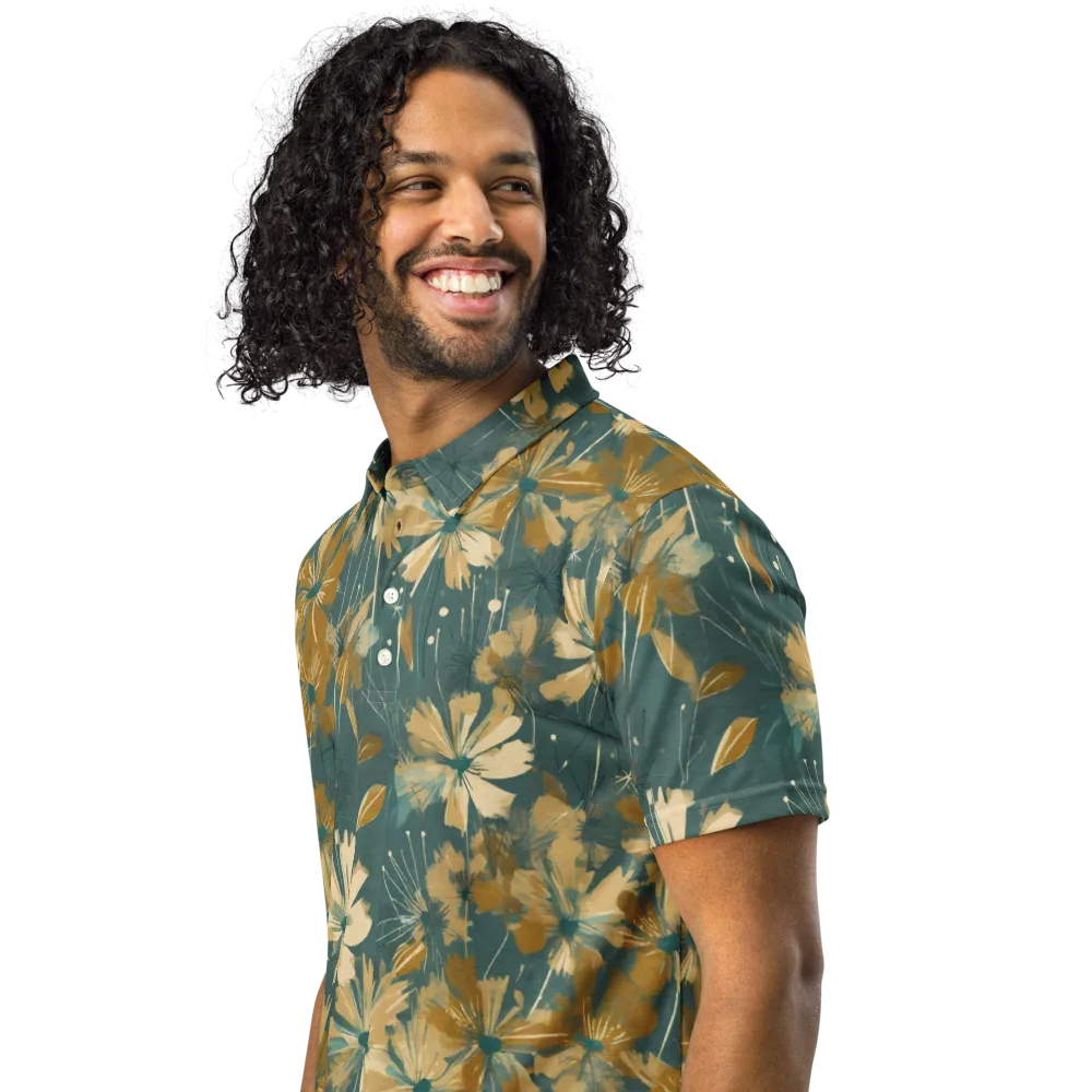 Gilded Bloom on Men's Slim Fit Polo Shirt — Left Front