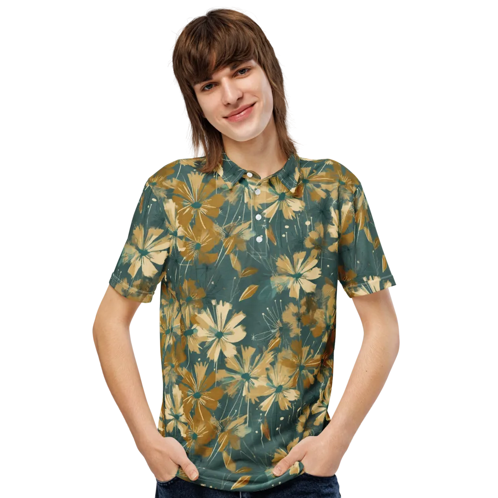Gilded Bloom on Men's Slim Fit Polo Shirt — Front