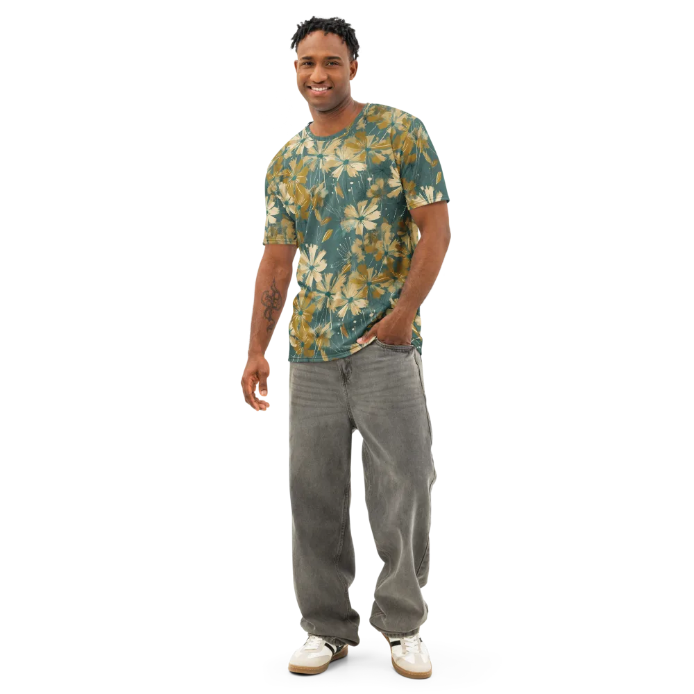 Gilded Bloom on Men's Cotton Crew Neck T-Shirt — Front