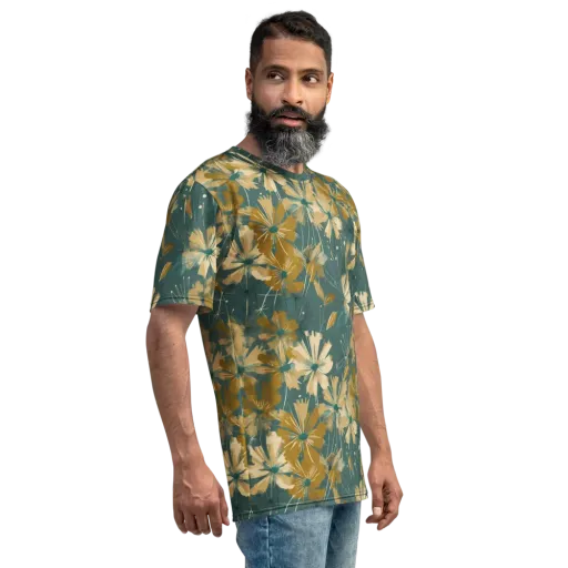 Gilded Bloom on a Men's Crew Neck T-Shirt