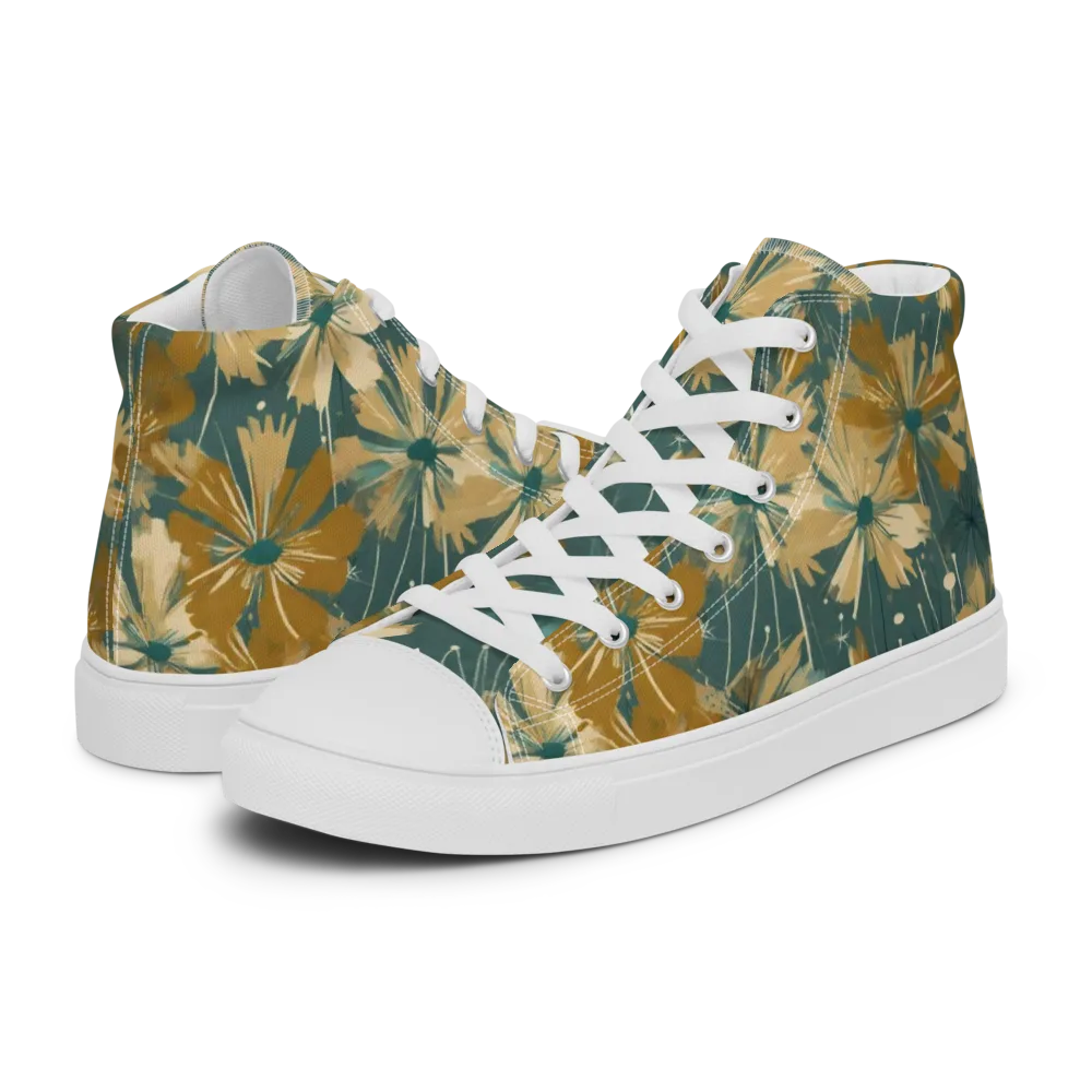 Gilded Bloom on Men's High Top Canvas Shoes — Left