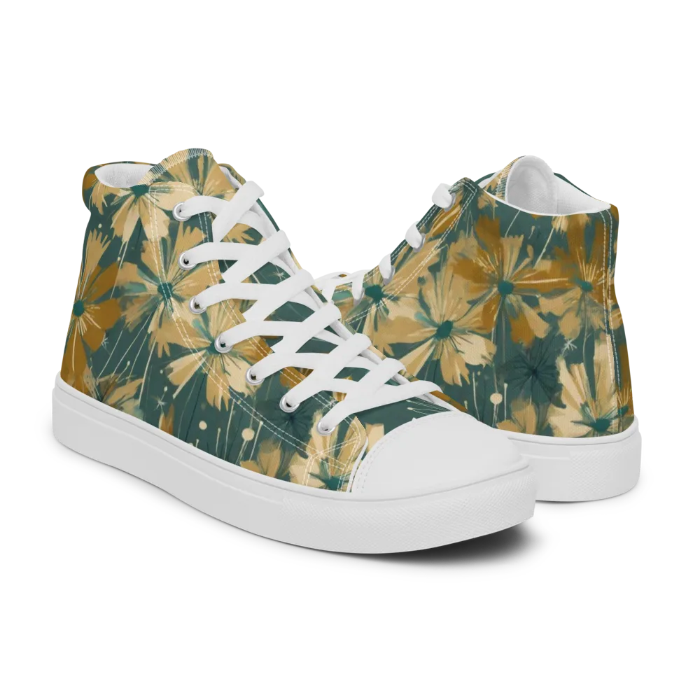 Gilded Bloom on Men's High Top Canvas Shoes — Right