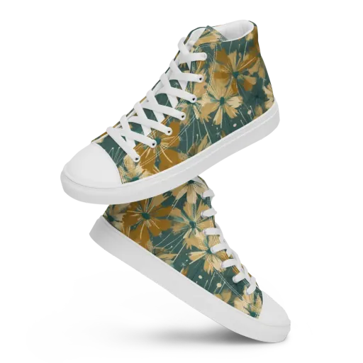 Gilded Bloom on a Men's High Top Canvas Shoes