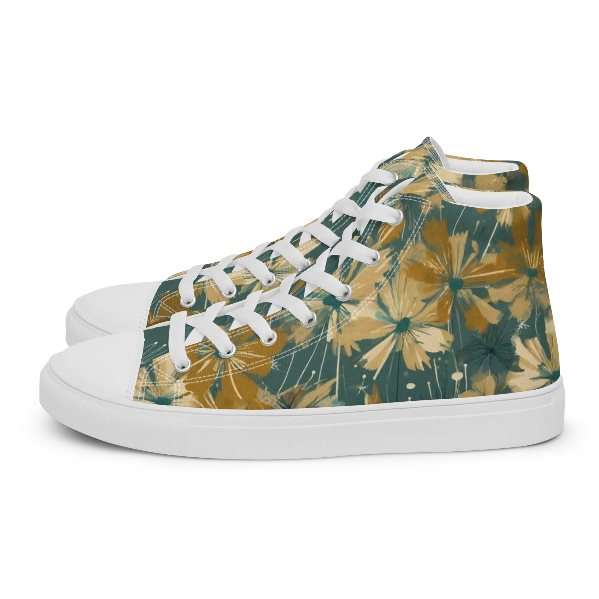 Gilded Bloom on Women's High Top Canvas Shoes — Left