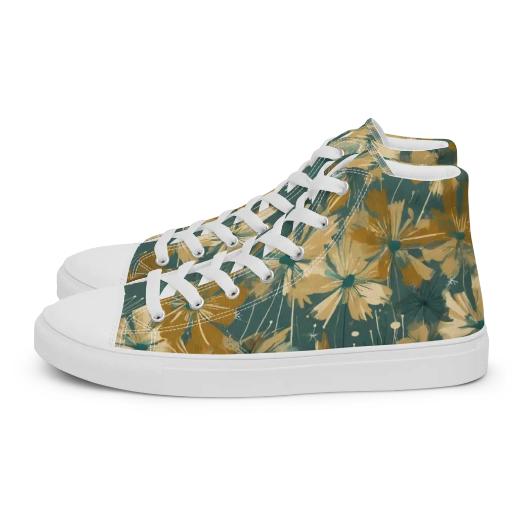 Gilded Bloom on Women's High Top Canvas Shoes — Left