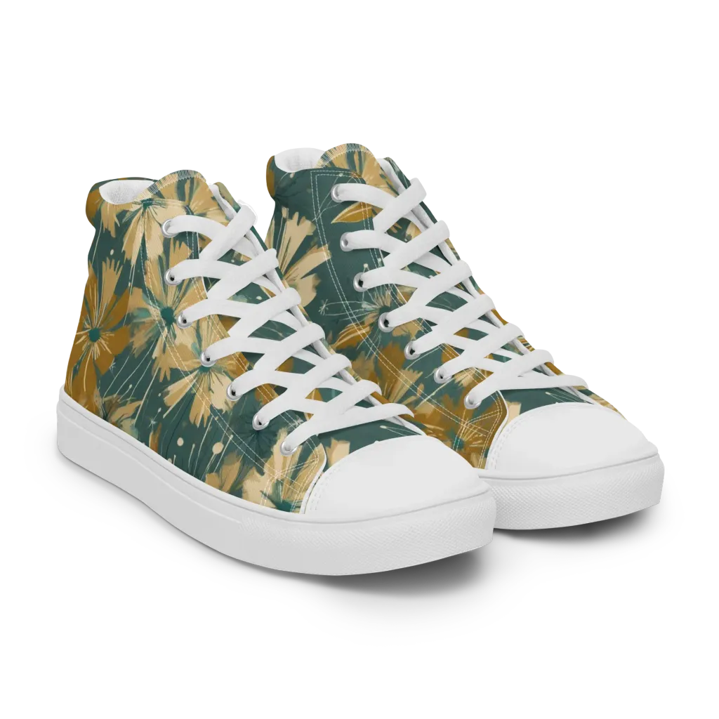 Gilded Bloom on Women's High Top Canvas Shoes — Right Front