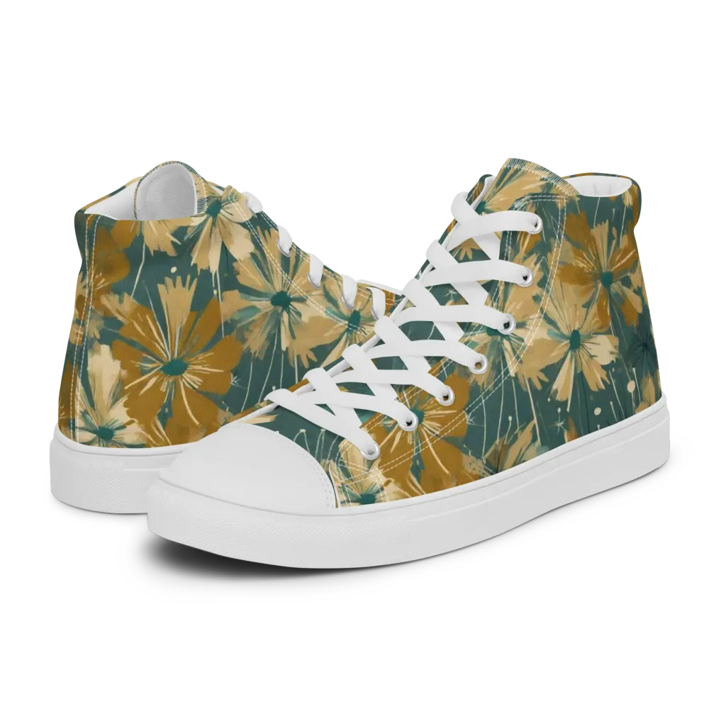 Gilded Bloom on Women's High Top Canvas Shoes — Left