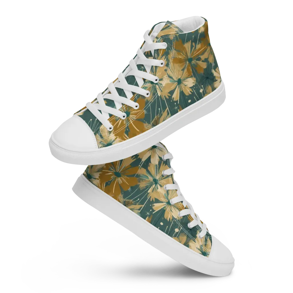 Gilded Bloom on Women's High Top Canvas Shoes — Front