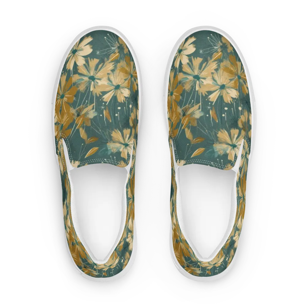 Gilded Bloom on Men's Slip-On Canvas Shoes — Front