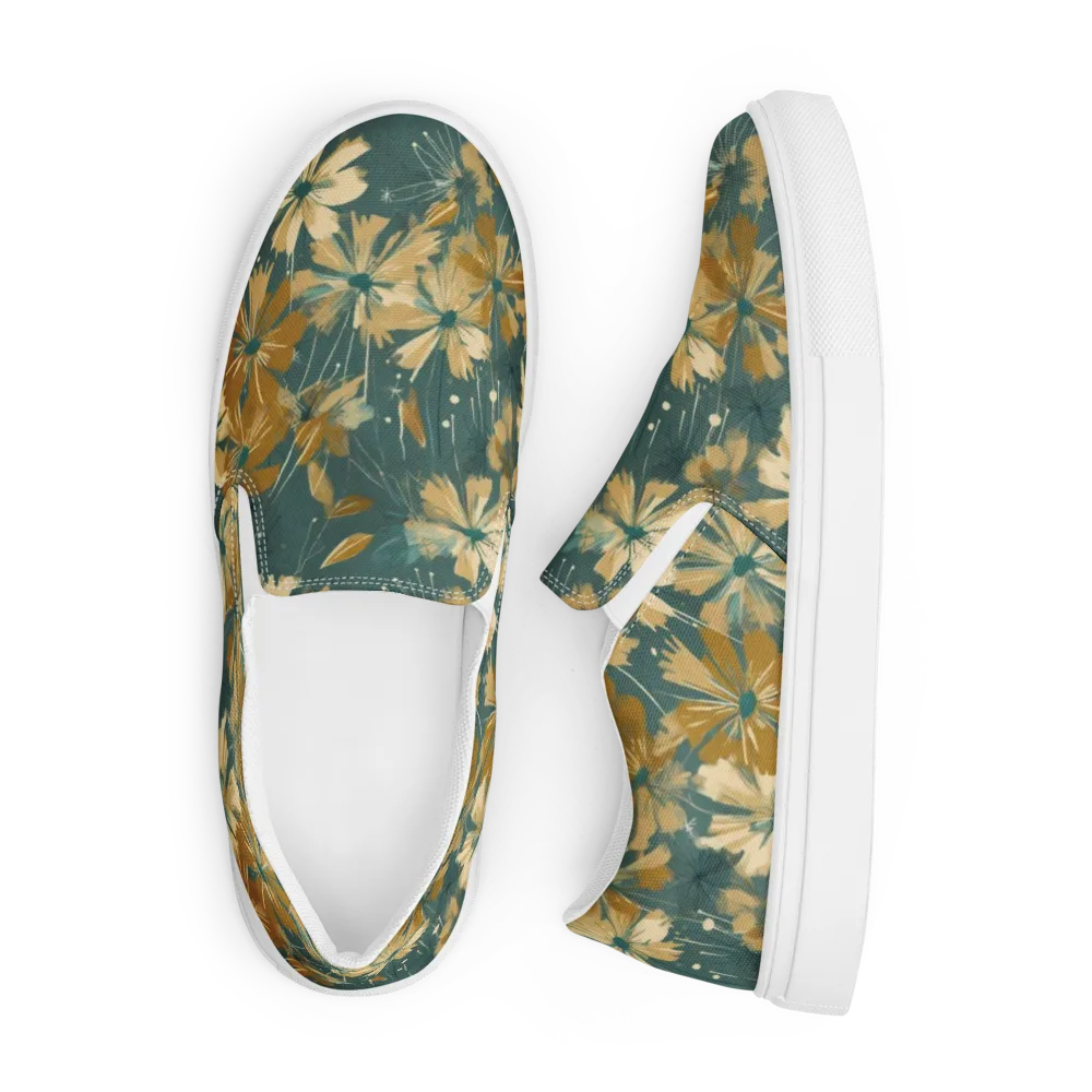 Gilded Bloom on Men's Slip-On Canvas Shoes — Front