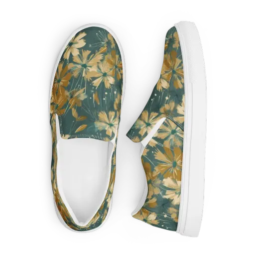 Gilded Bloom on a Men's Slip-On Canvas Shoes