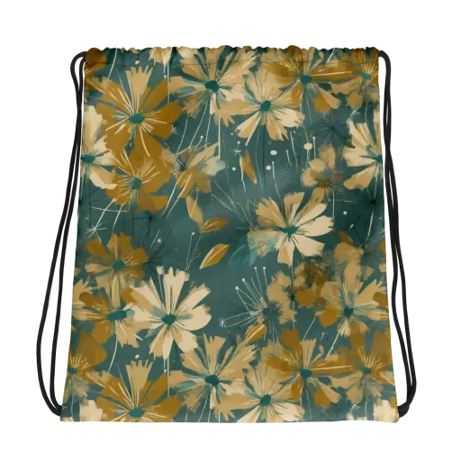 Gilded Bloom on a Drawstring Bag