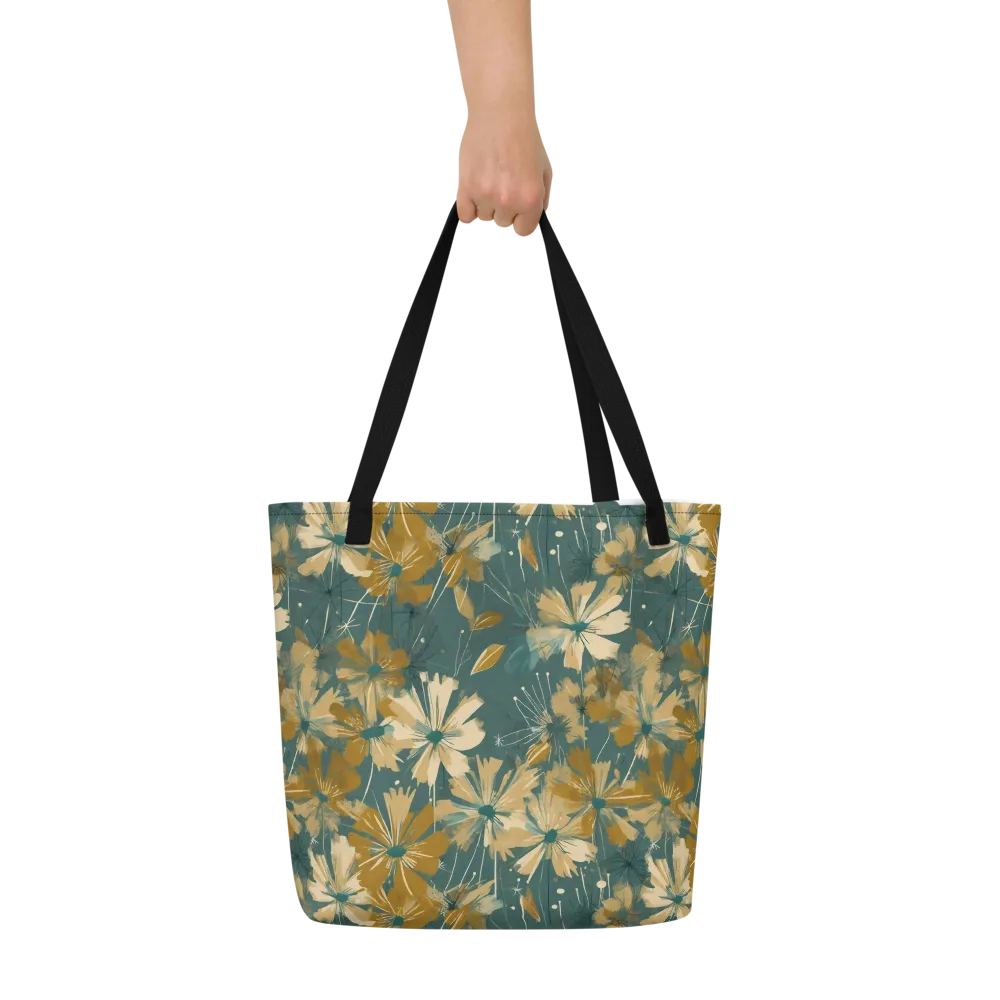 Gilded Bloom on Large Tote Bag W/ Pocket — Front