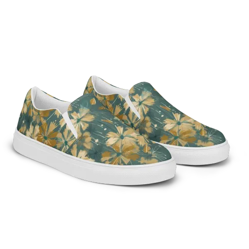 Gilded Bloom on a Women's Slip-On Canvas Shoes