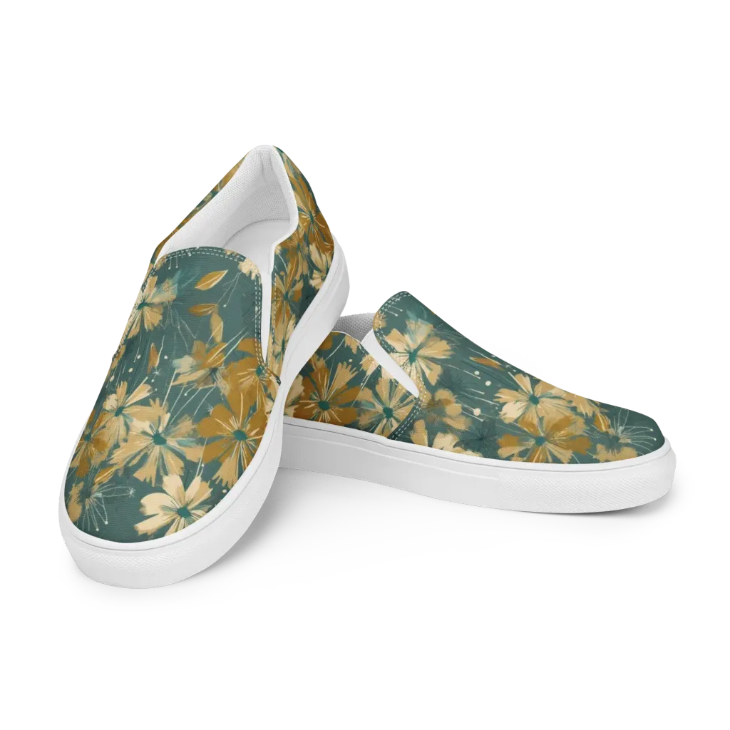 Gilded Bloom on Women's Slip-On Canvas Shoes — Left Front