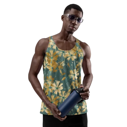 Gilded Bloom on a Men's Tank Top