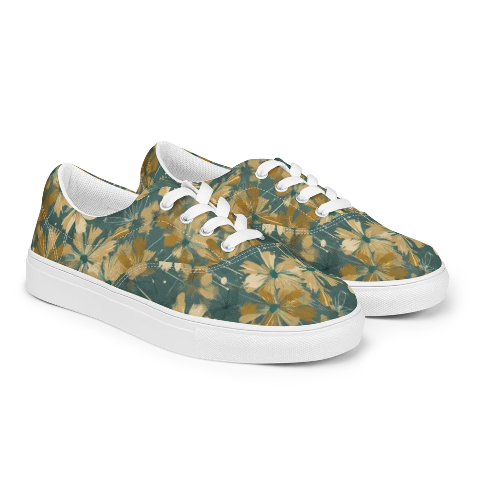 Gilded Bloom on Men's Lace-Up Canvas Shoes — Right Front