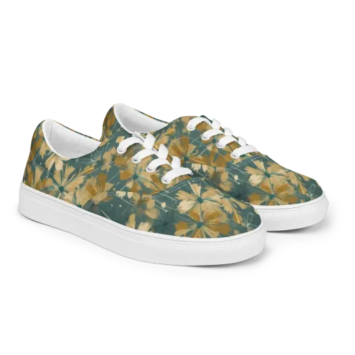 Gilded Bloom on a Men's Lace-Up Canvas Shoes