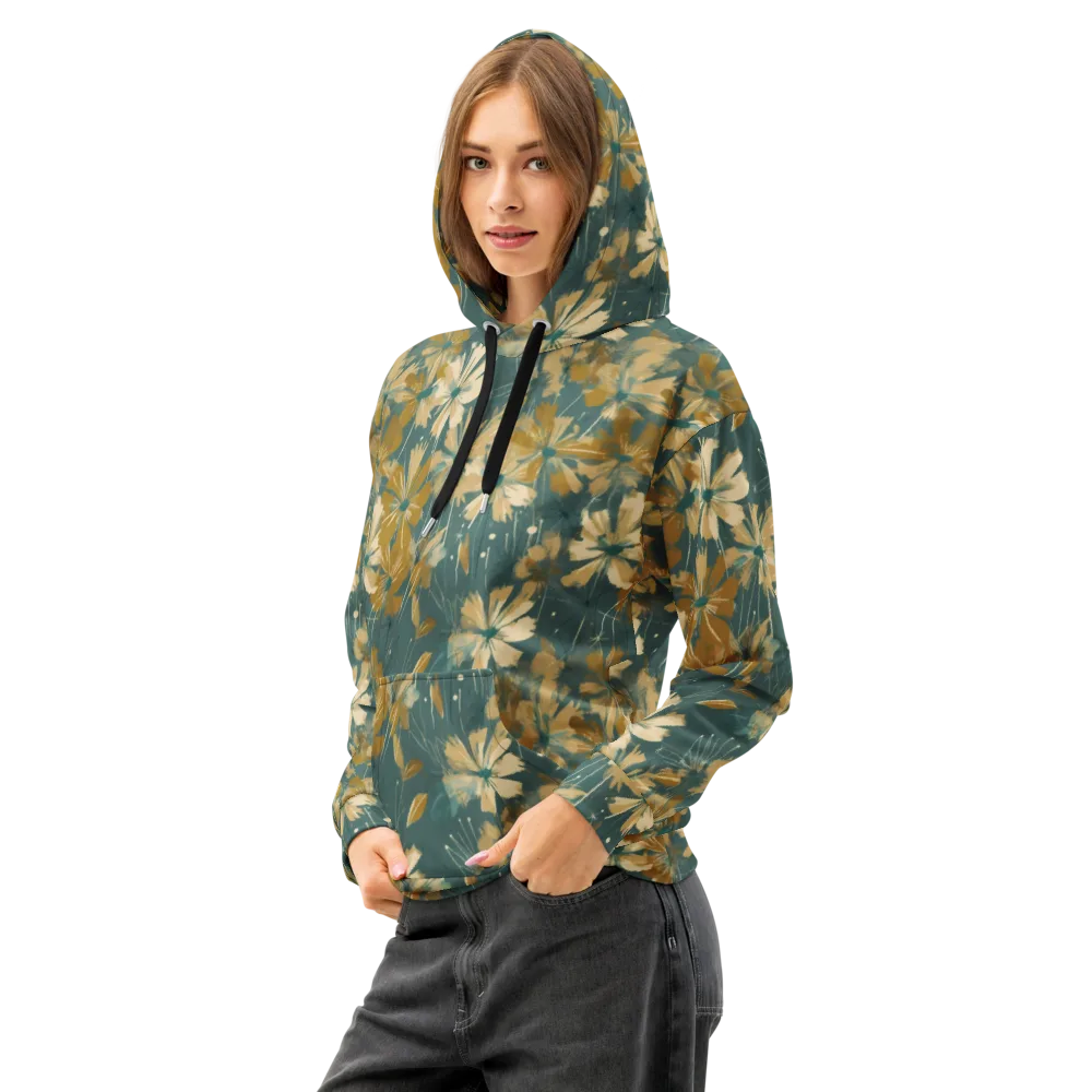 Gilded Bloom on Cotton Hoodie — Left Front