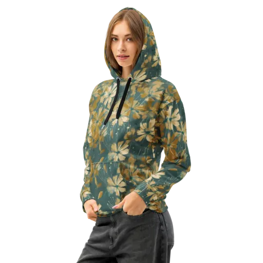 Gilded Bloom on a Cotton Hoodie