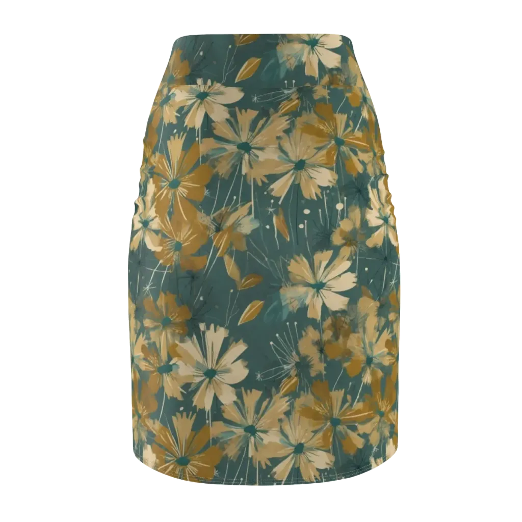 Gilded Bloom on Pencil Skirt — Back
