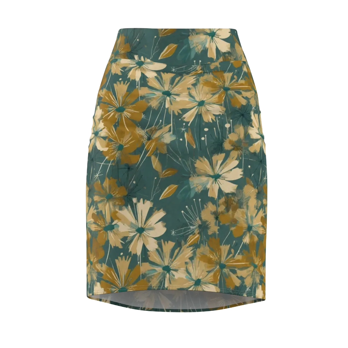 Gilded Bloom on Pencil Skirt — Front