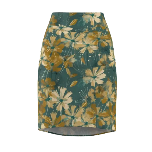 Gilded Bloom on a Pencil Skirt