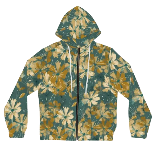 Gilded Bloom on a Women's Full-Zip Hoodie