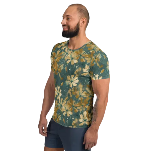 Gilded Bloom on a Men's Athletic T-Shirt