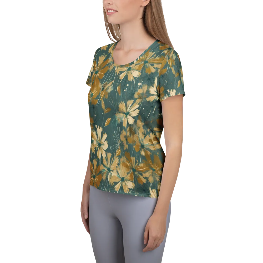 Gilded Bloom on Women's Athletic T-Shirt — Left