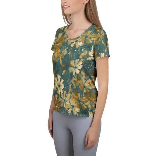 Gilded Bloom on a Women's Athletic T-Shirt