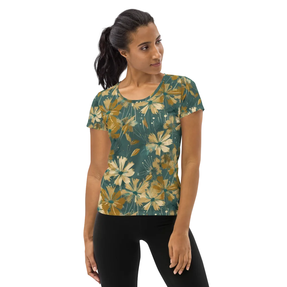 Gilded Bloom on Women's Athletic T-Shirt — Front