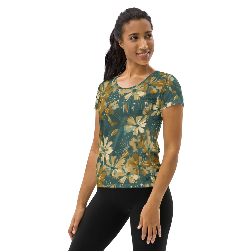 Gilded Bloom on Women's Athletic T-Shirt — Left