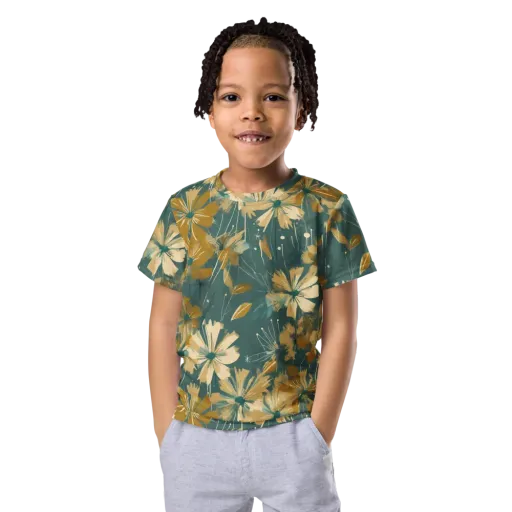 Gilded Bloom on a Kids Crew Neck T-Shirt