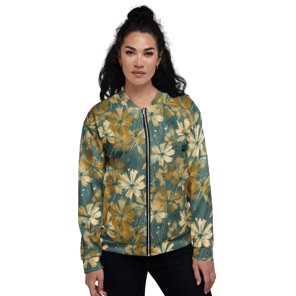 Gilded Bloom on Bomber Jacket — Front