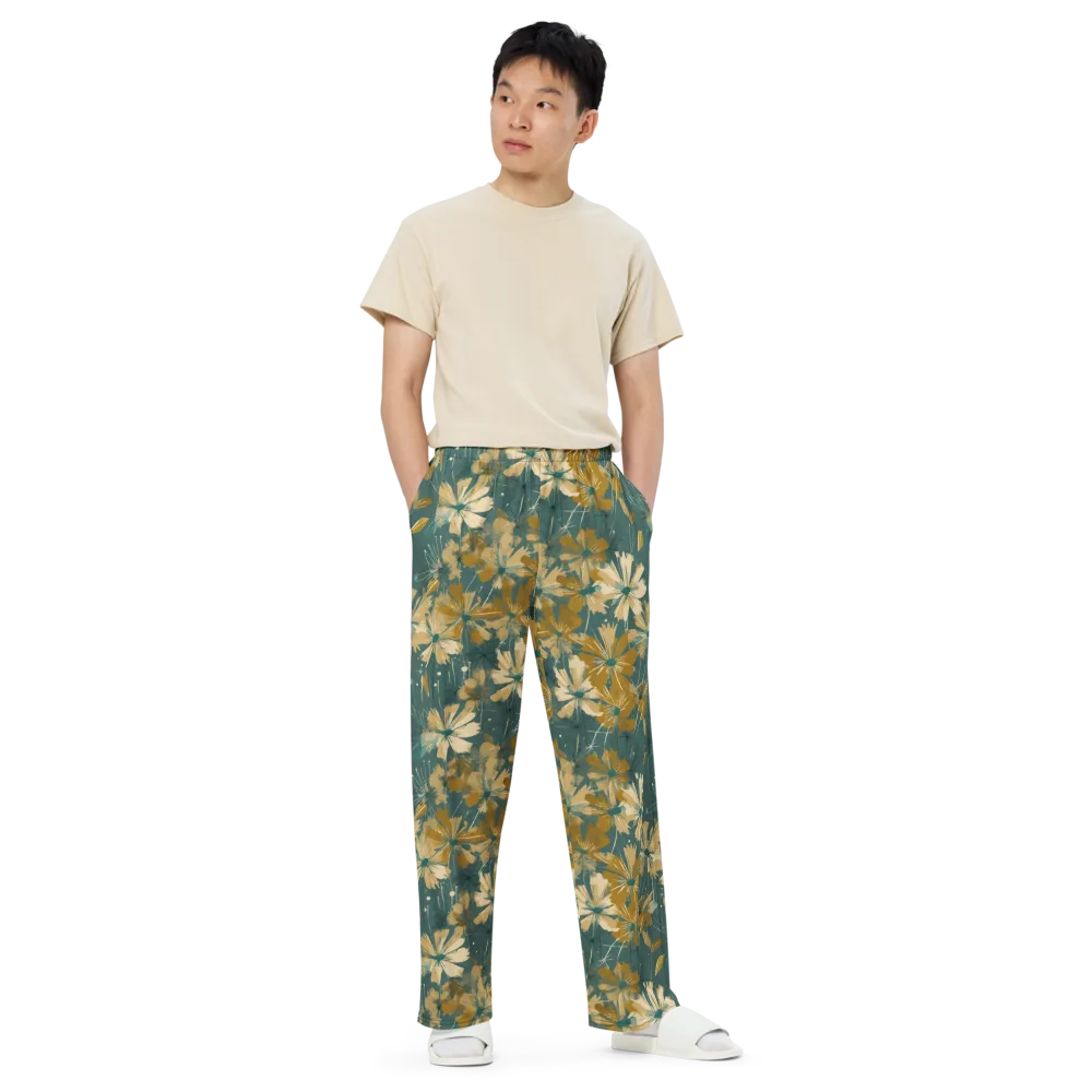 Gilded Bloom on Wide-Leg Pants — Front