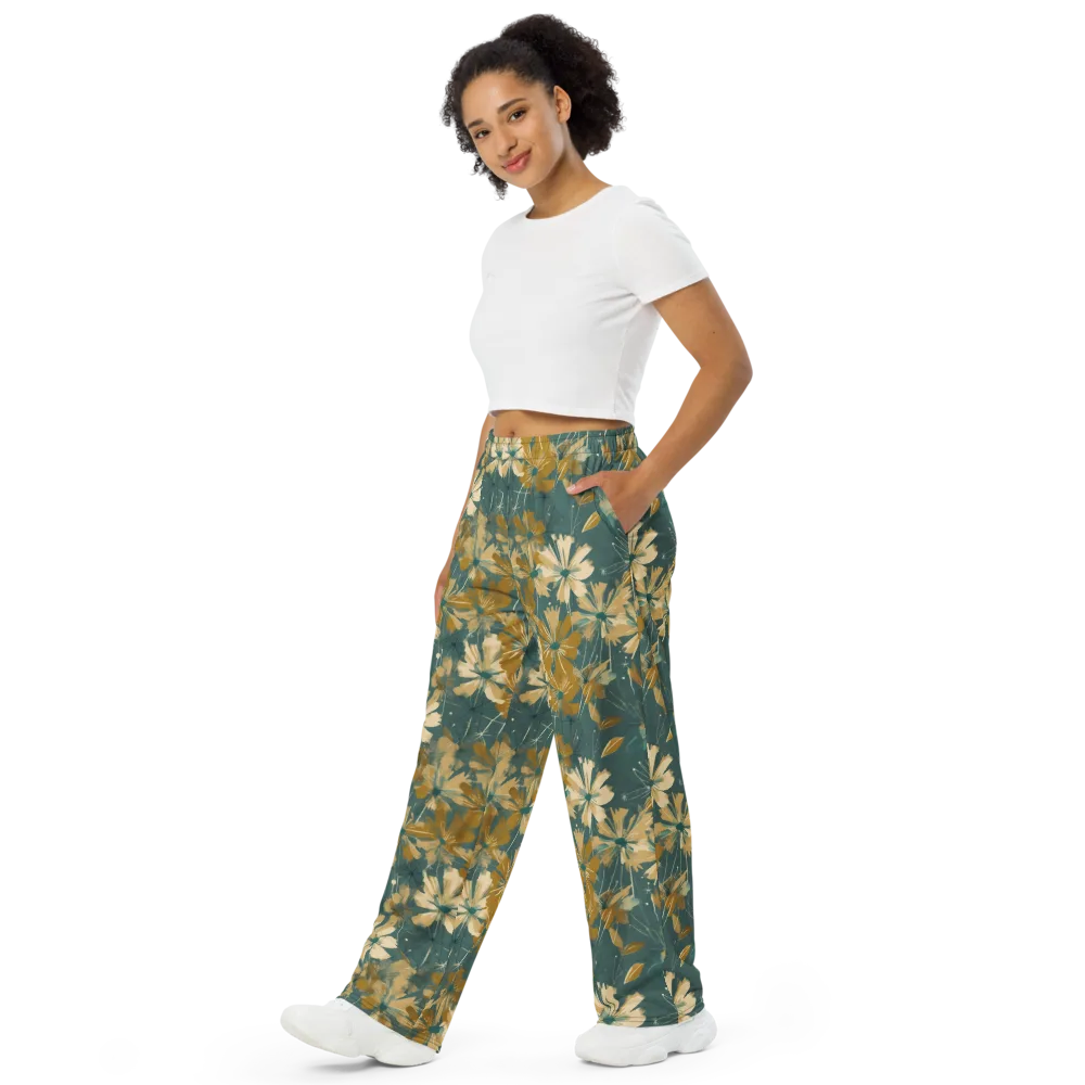 Gilded Bloom on Wide-Leg Pants — Left Front