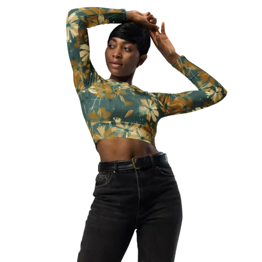Gilded Bloom on a Long Sleeve Crop Top
