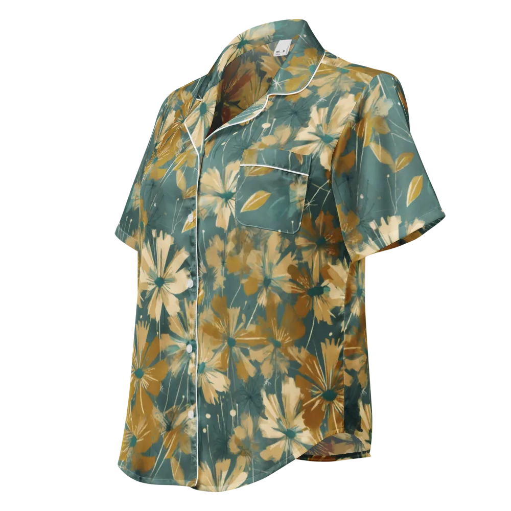 Gilded Bloom on Women's Short Sleeve Pajama Top — Left Front