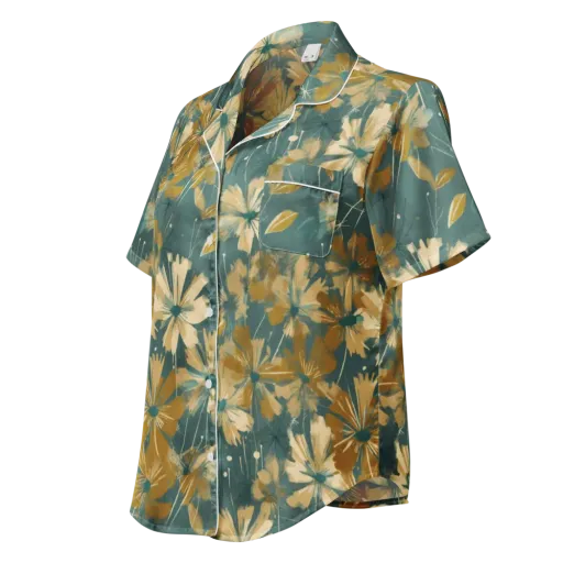 Gilded Bloom on a Women's Short Sleeve Pajama Top