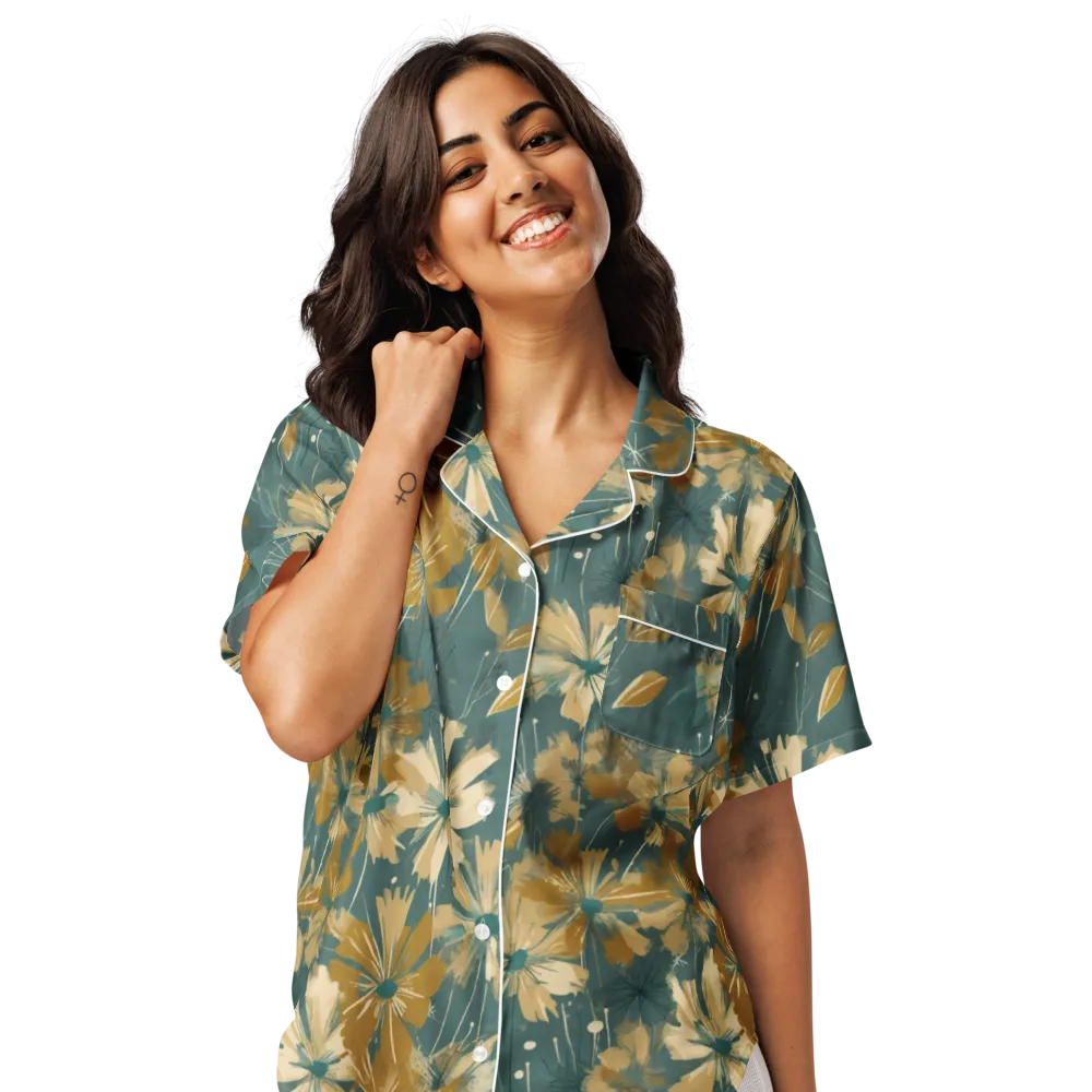 Gilded Bloom on Women's Short Sleeve Pajama Top — Front