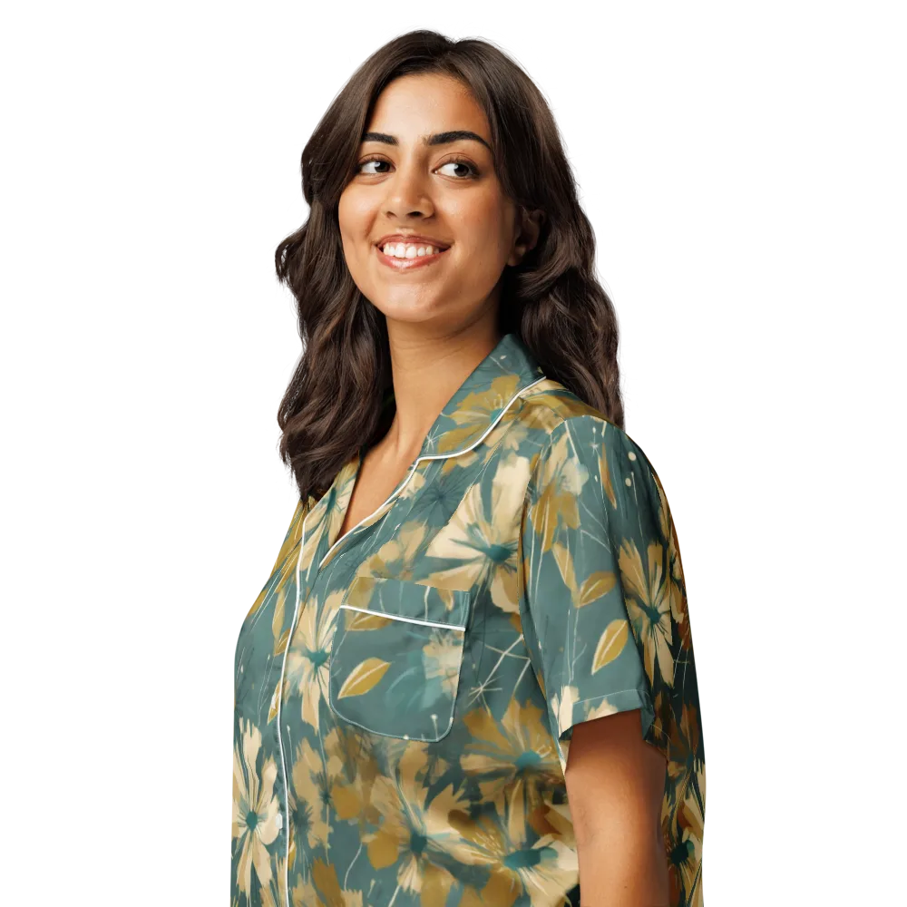 Gilded Bloom on Women's Short Sleeve Pajama Top — Left Front