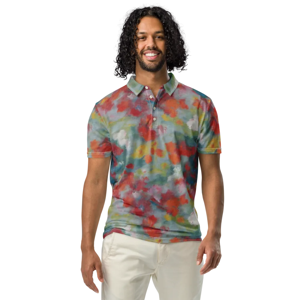 Watercolor Reverie on Men's Slim Fit Polo Shirt — Front