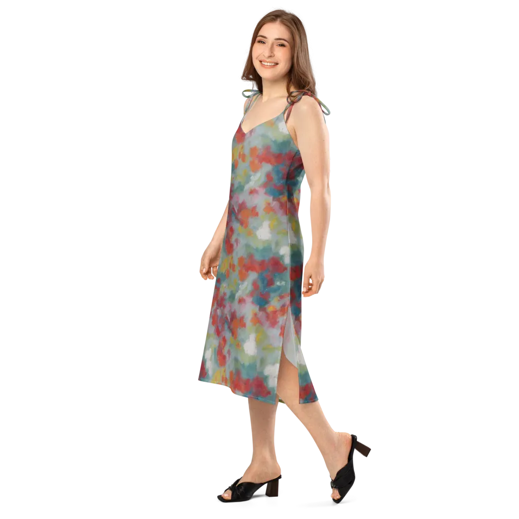 Watercolor Reverie on Slip Dress — Left Front