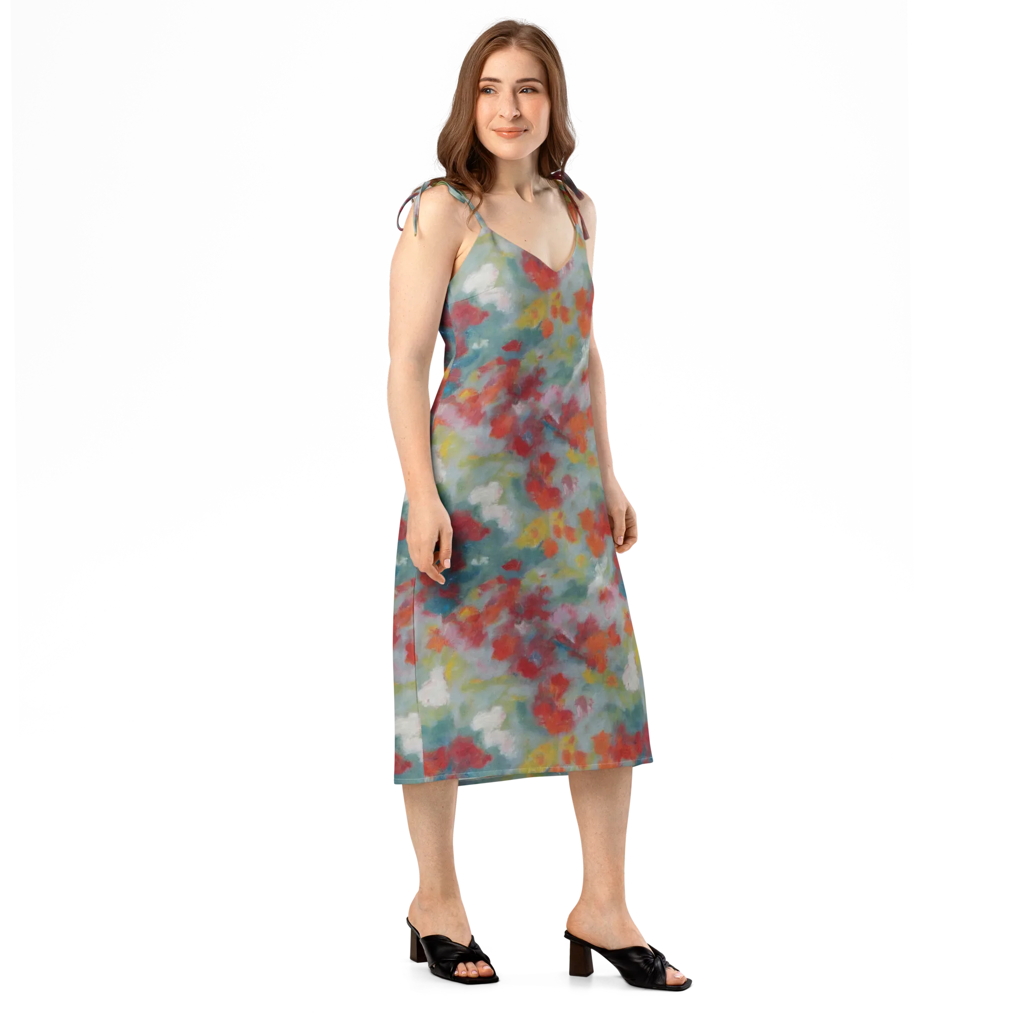 Watercolor Reverie on Slip Dress — Right Front