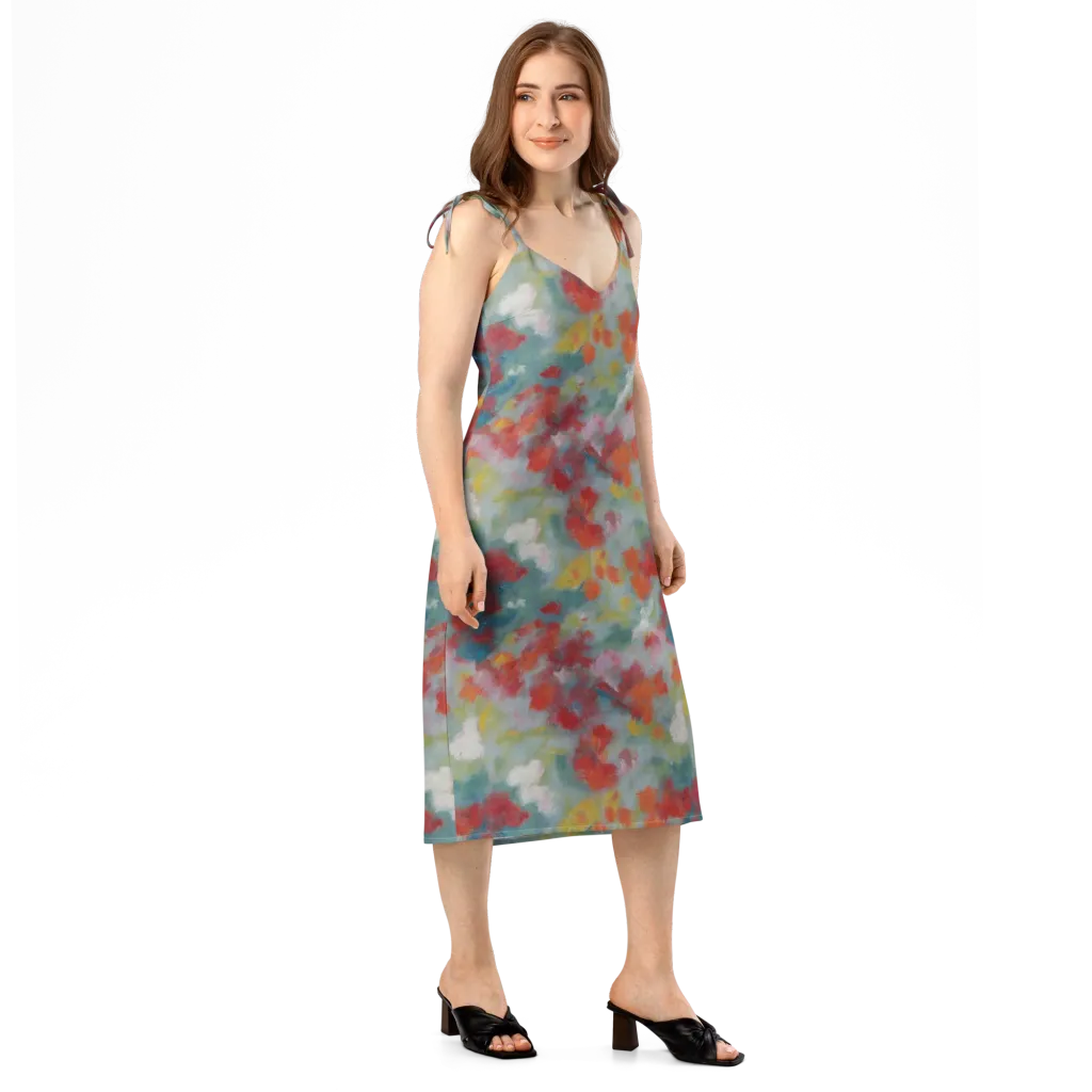 Watercolor Reverie on Slip Dress — Right Front